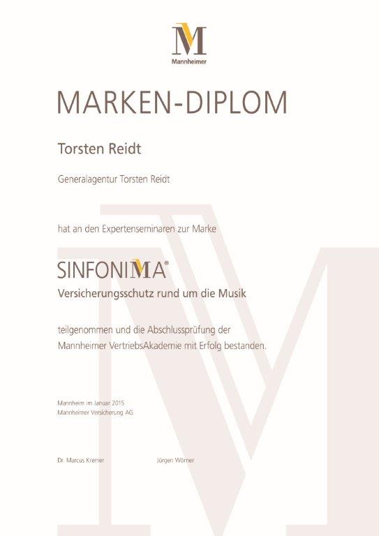 Diplom als Spezialist Musikinstrumentenversicherung Sinfonima